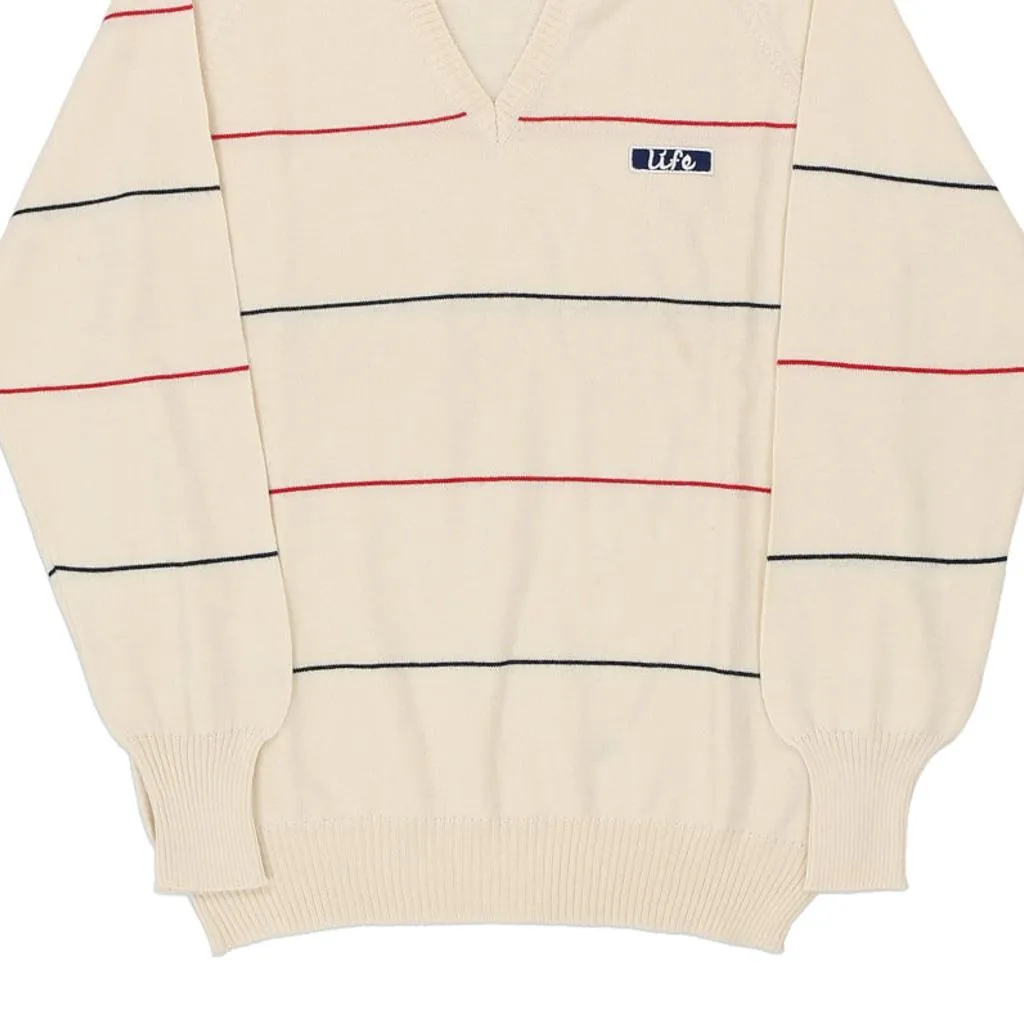 1980s Life Striped Jumper - Medium Cream Cotton