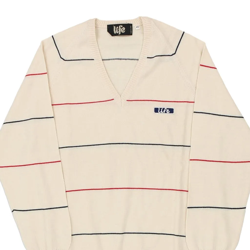 1980s Life Striped Jumper - Medium Cream Cotton
