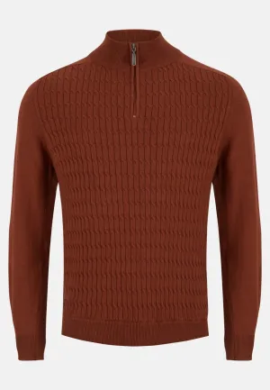 6th Sense Diego Half Zip Sweater - Cinnamon