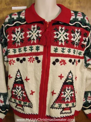 80s Nordic Cheesy Christmas Jumper Sweater with Trees