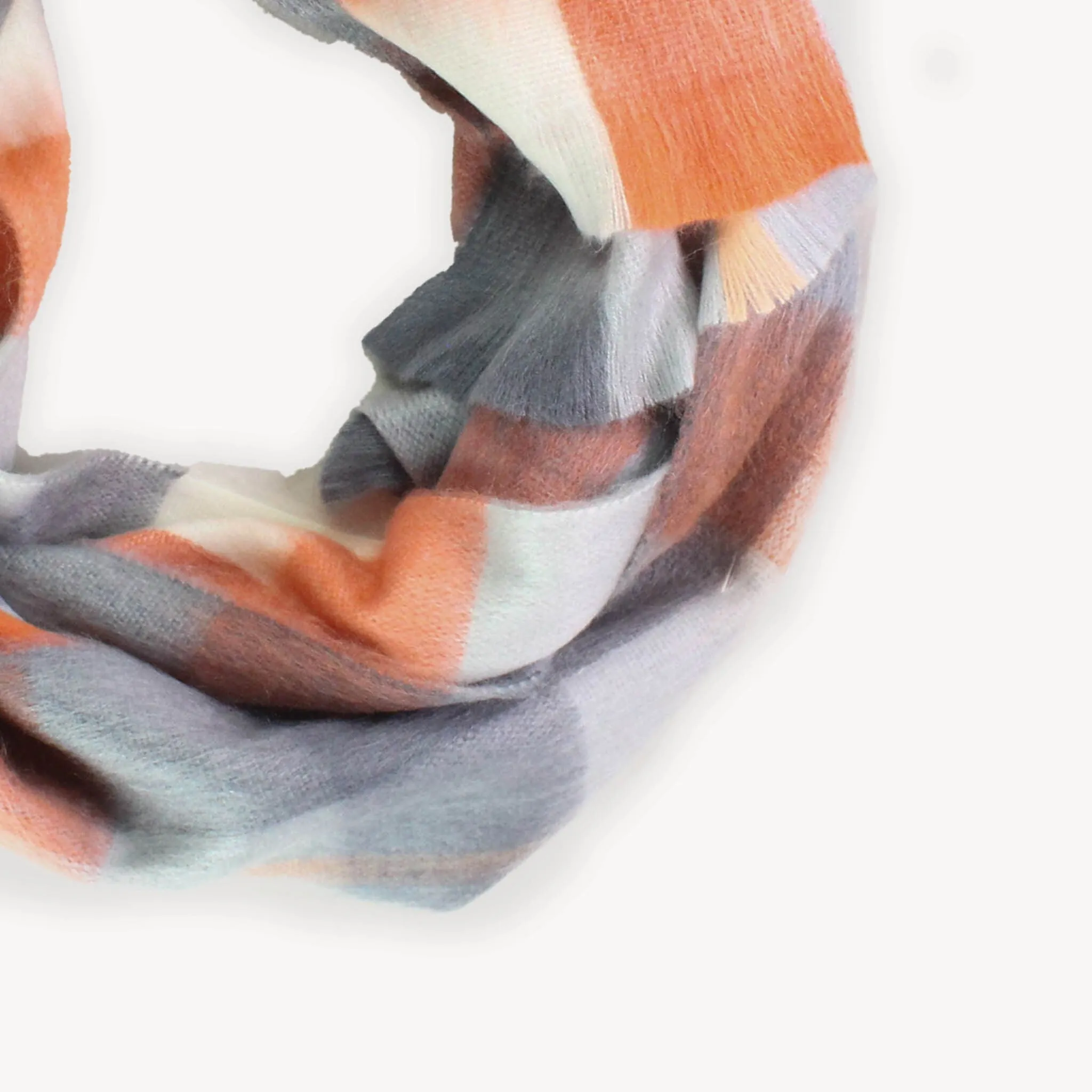 Alpaca Blend Scarf in Sienna/Grey Check