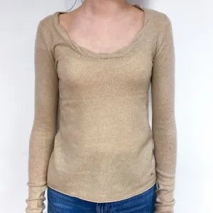 Beige Cashmere Twisted Crew Neck Jumper Extra Small
