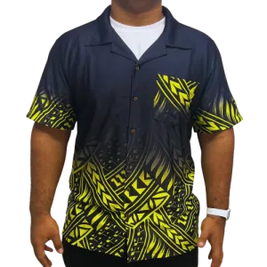 Black & Yellow Short Sleeve Samoan Design Shirt