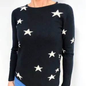 Black And White Cashmere Crew Neck Jumper Medium