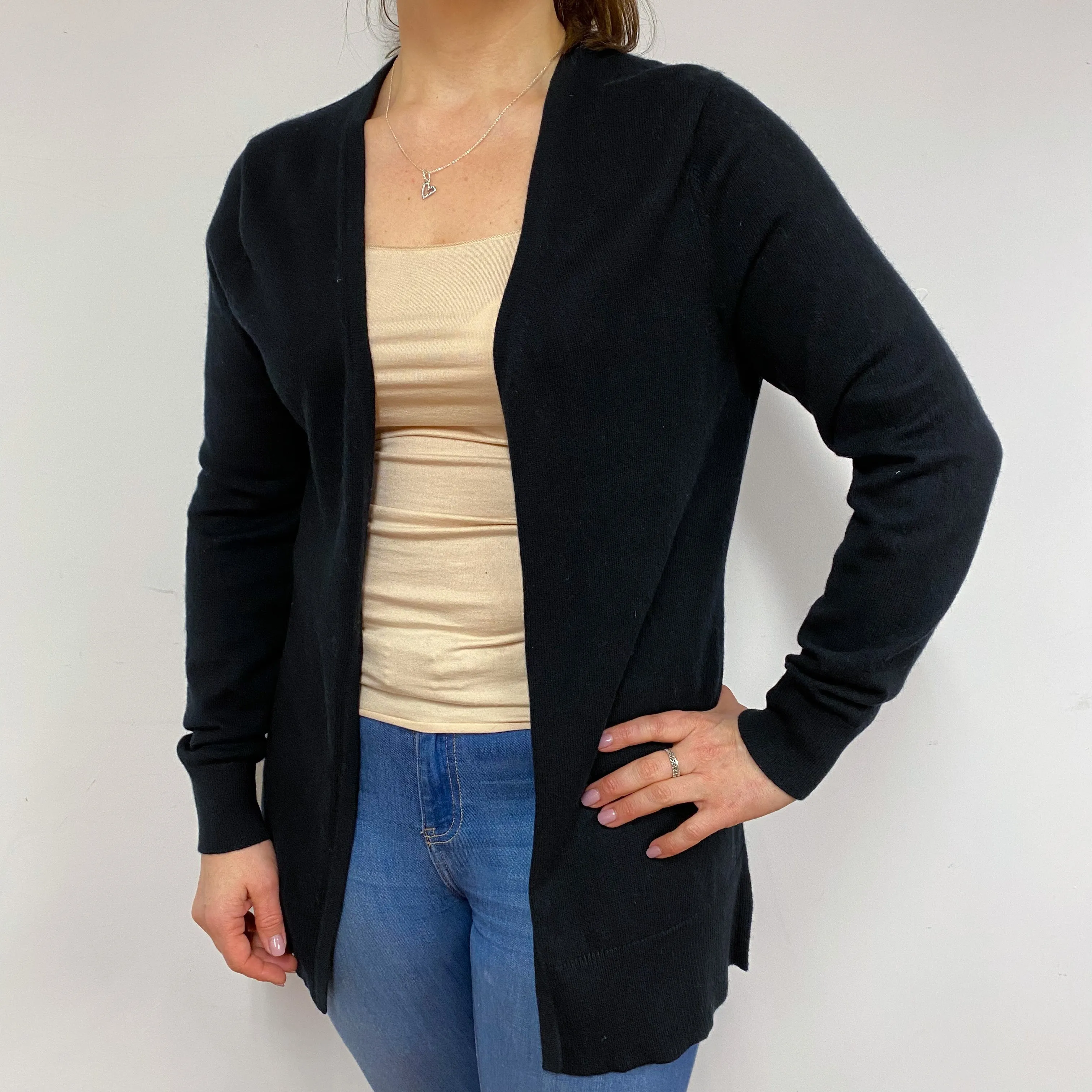 Black Edge to Edge Long Cardigan Large
