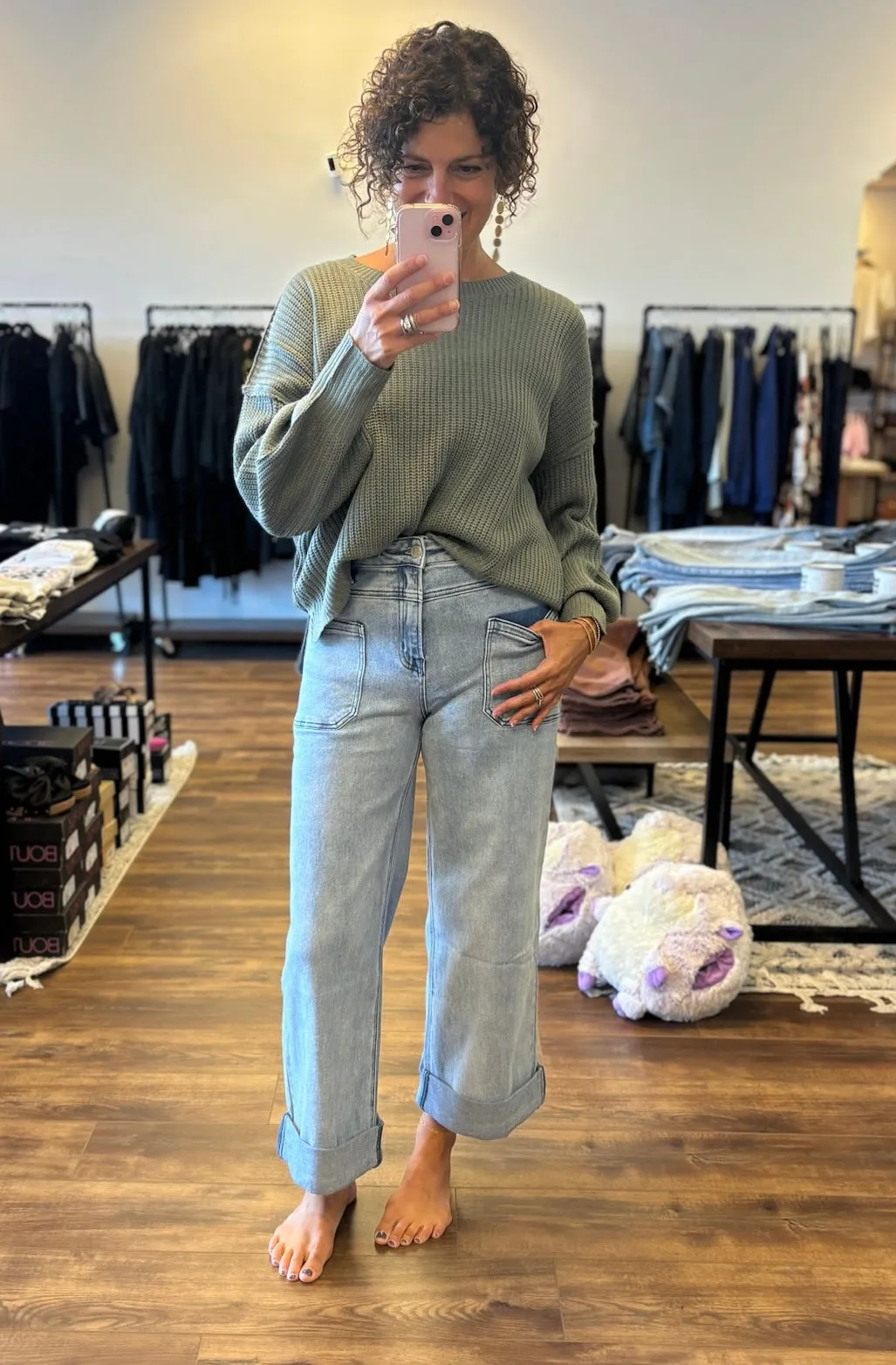 Blakeley - High Rise Cuffed Wide Leg Jeans