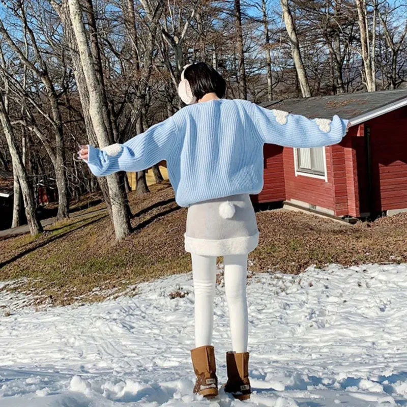 Blue Cloud Print Sweater