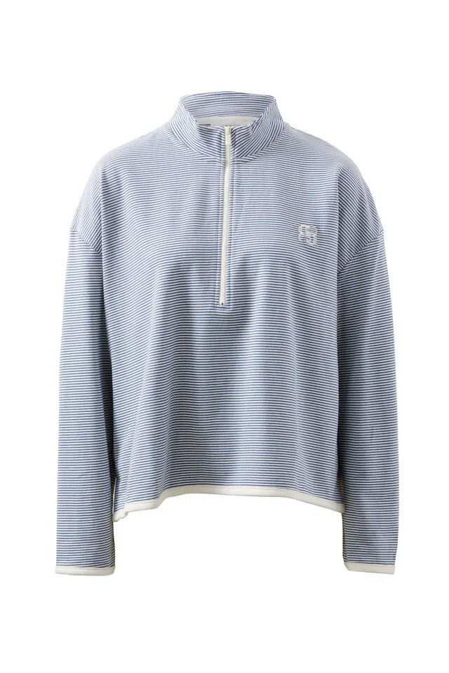 Boxy Zip Sweat - Moonlight Stripe