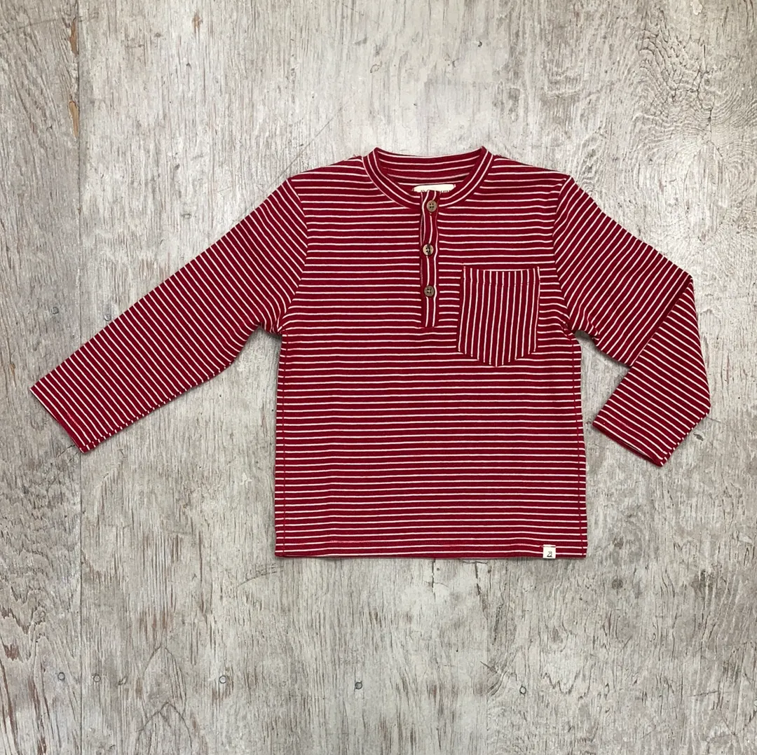 Boys Red Striped Henley