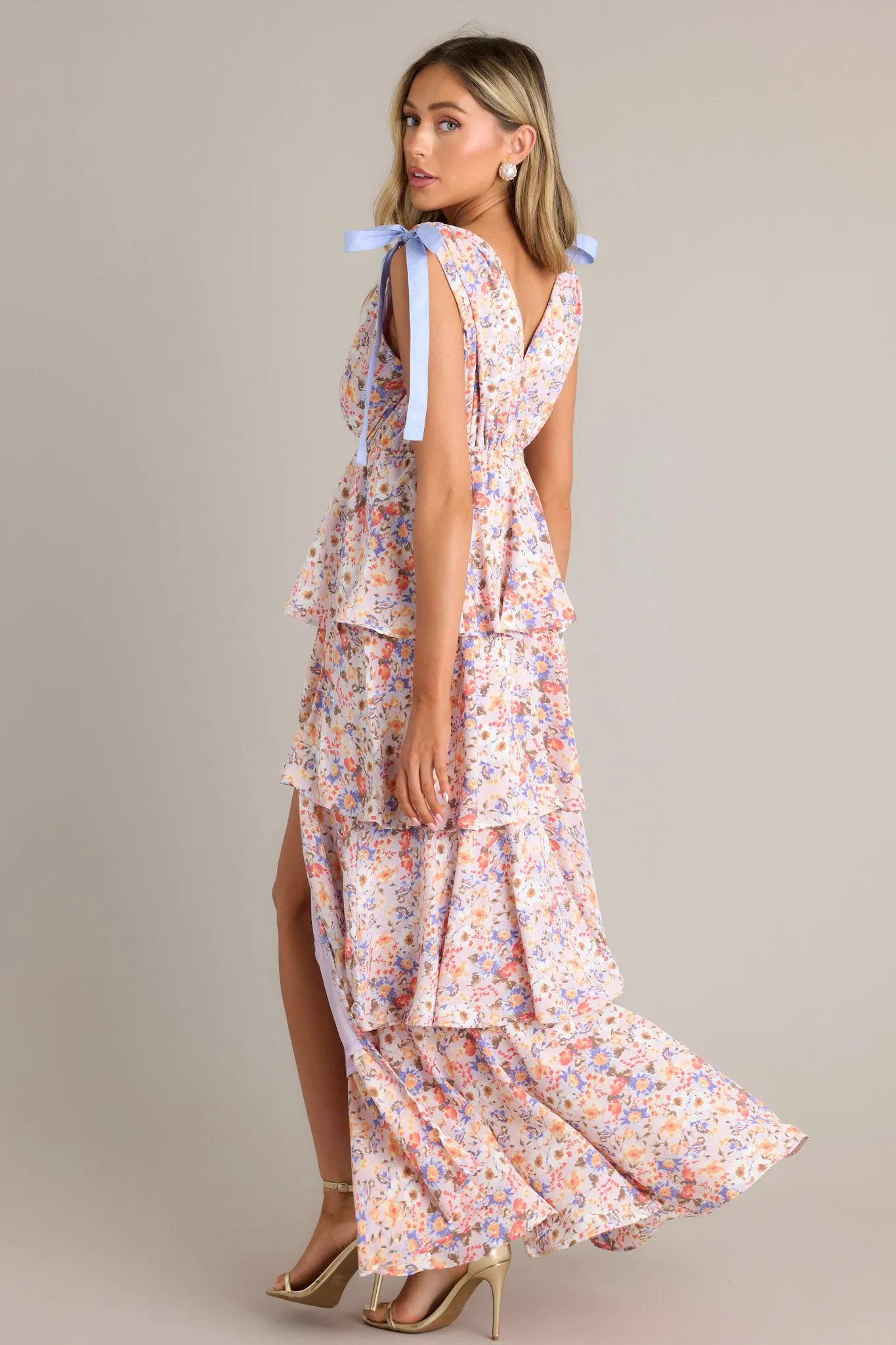 Charm and Petals Lavender Multi Floral Maxi Dress