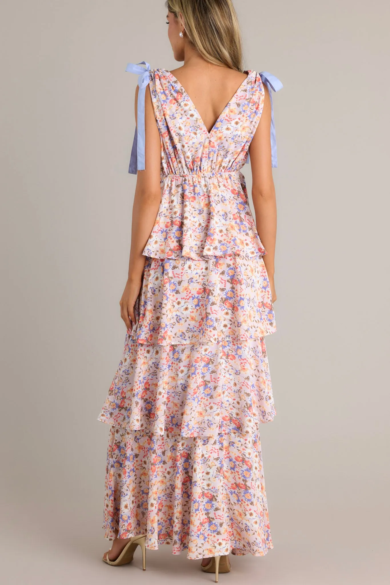Charm and Petals Lavender Multi Floral Maxi Dress