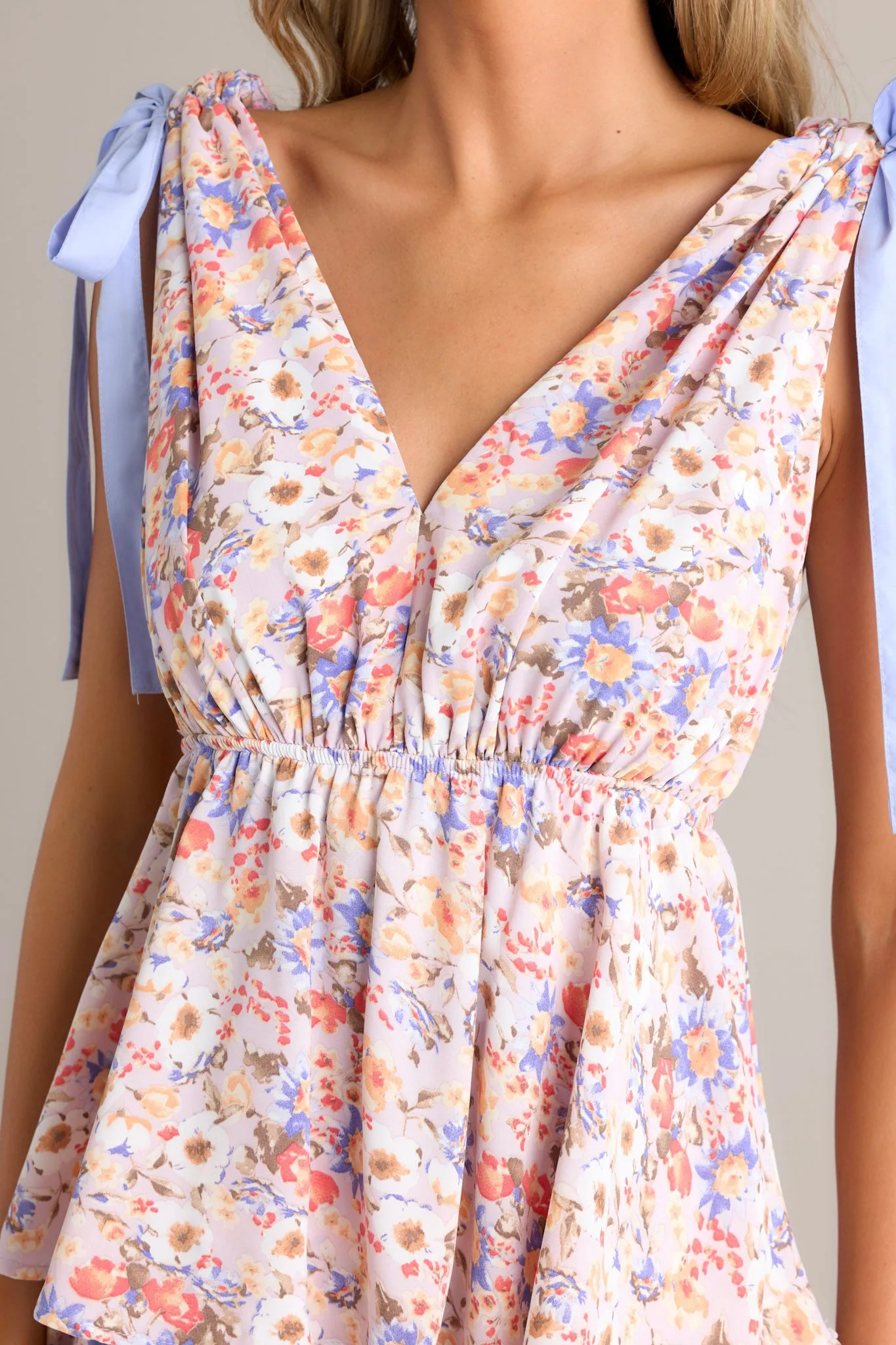 Charm and Petals Lavender Multi Floral Maxi Dress