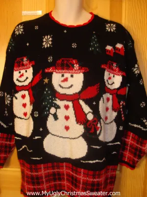 Cheesy 80s 2sided Christmas Jumper Sweater with Snowmen