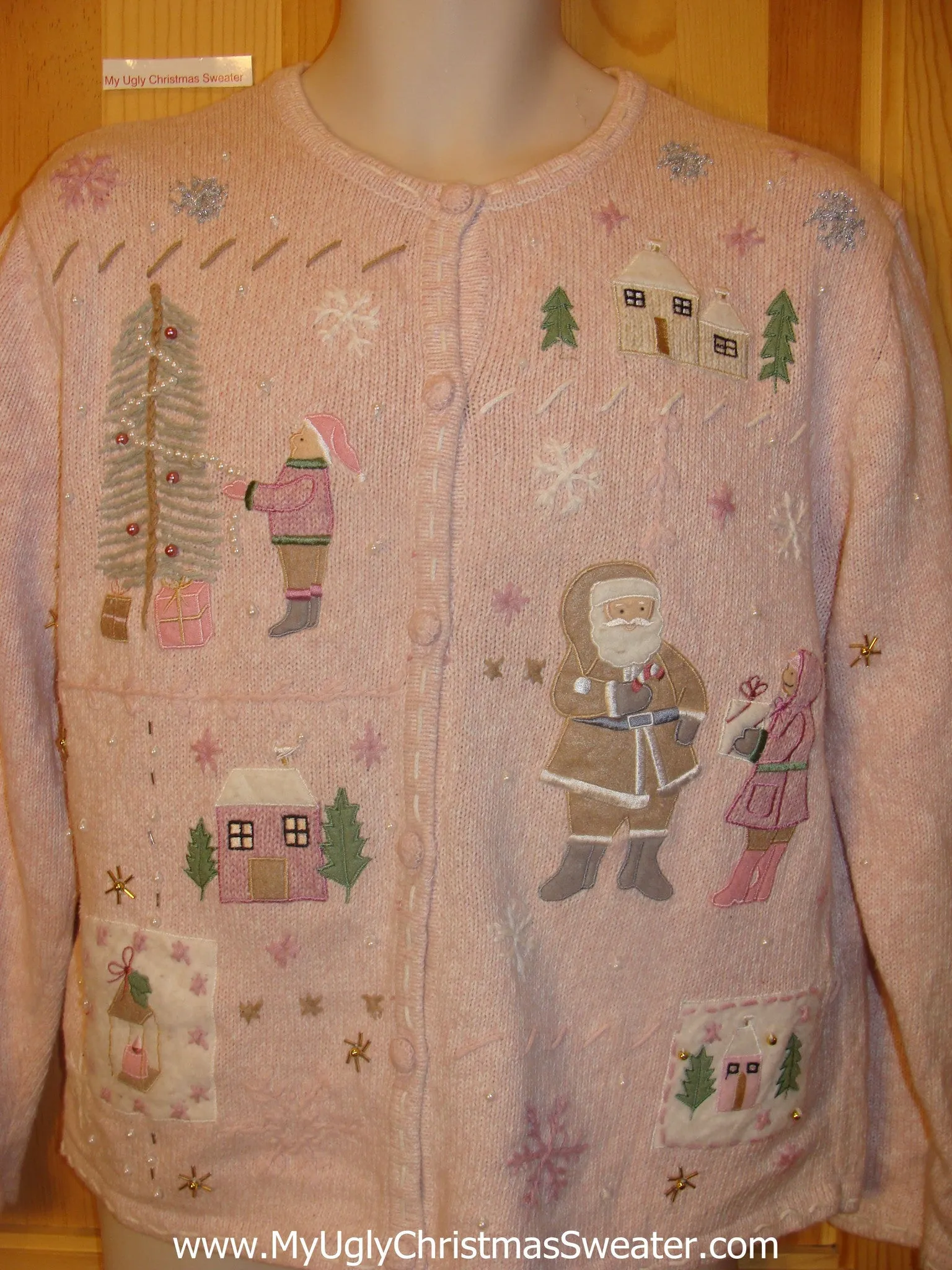 Cheesy Christmas Jumper Sweater Pretty in Pink 80s Style Gem