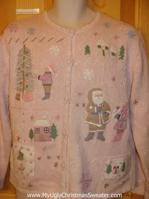 Cheesy Christmas Jumper Sweater Pretty in Pink 80s Style Gem