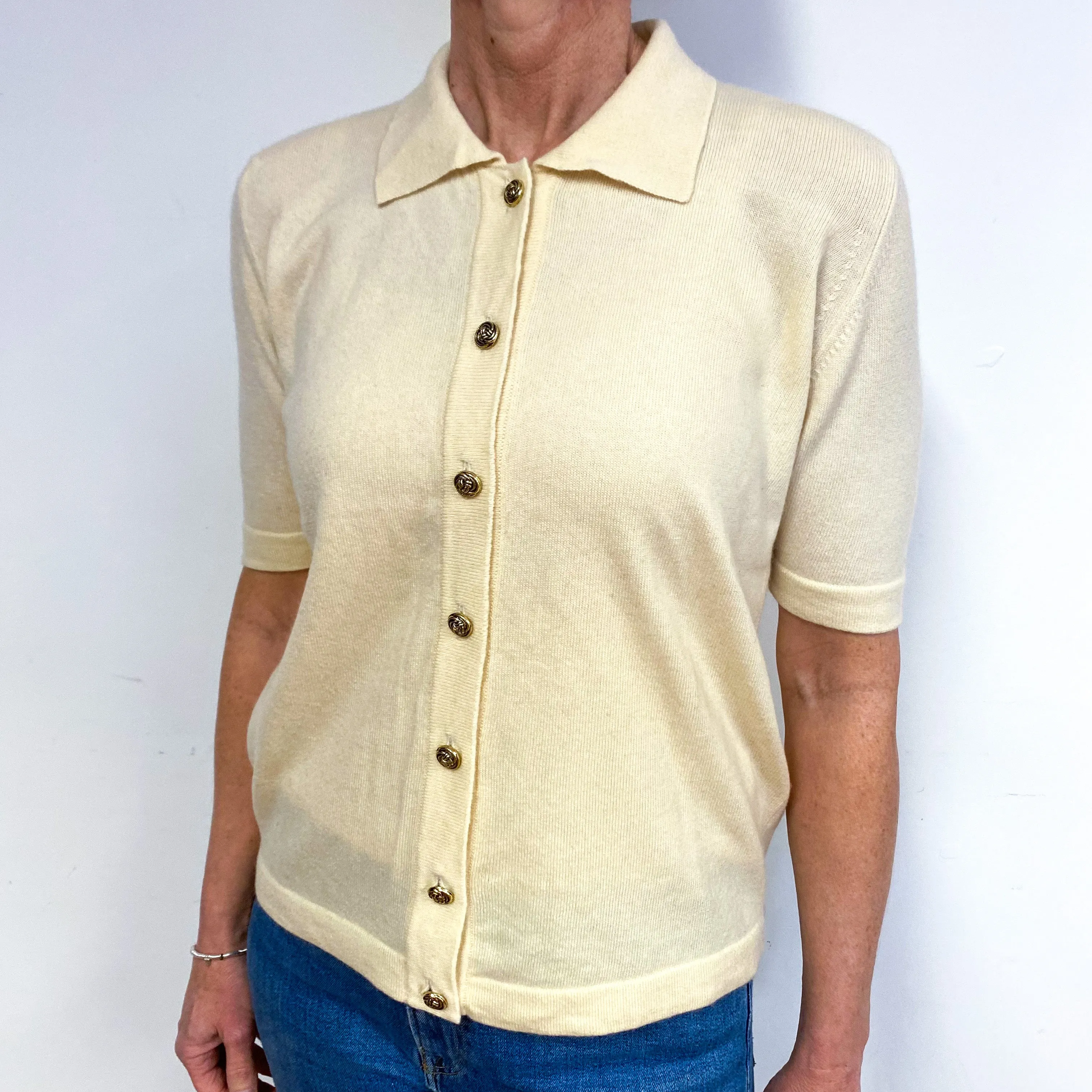 Clotted Cream Cashmere Short Sleeve Cardigan Medium