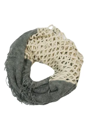 Convertible Over-sized Hand Knit Scarf in Cream & Grey