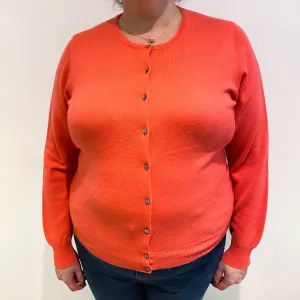 Coral Pink Cashmere Crew Neck Cardigan Extra Large
