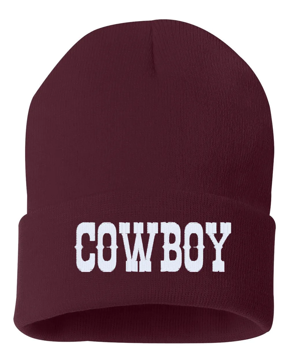COWBOY Embroidered Cuffed Beanie Hat