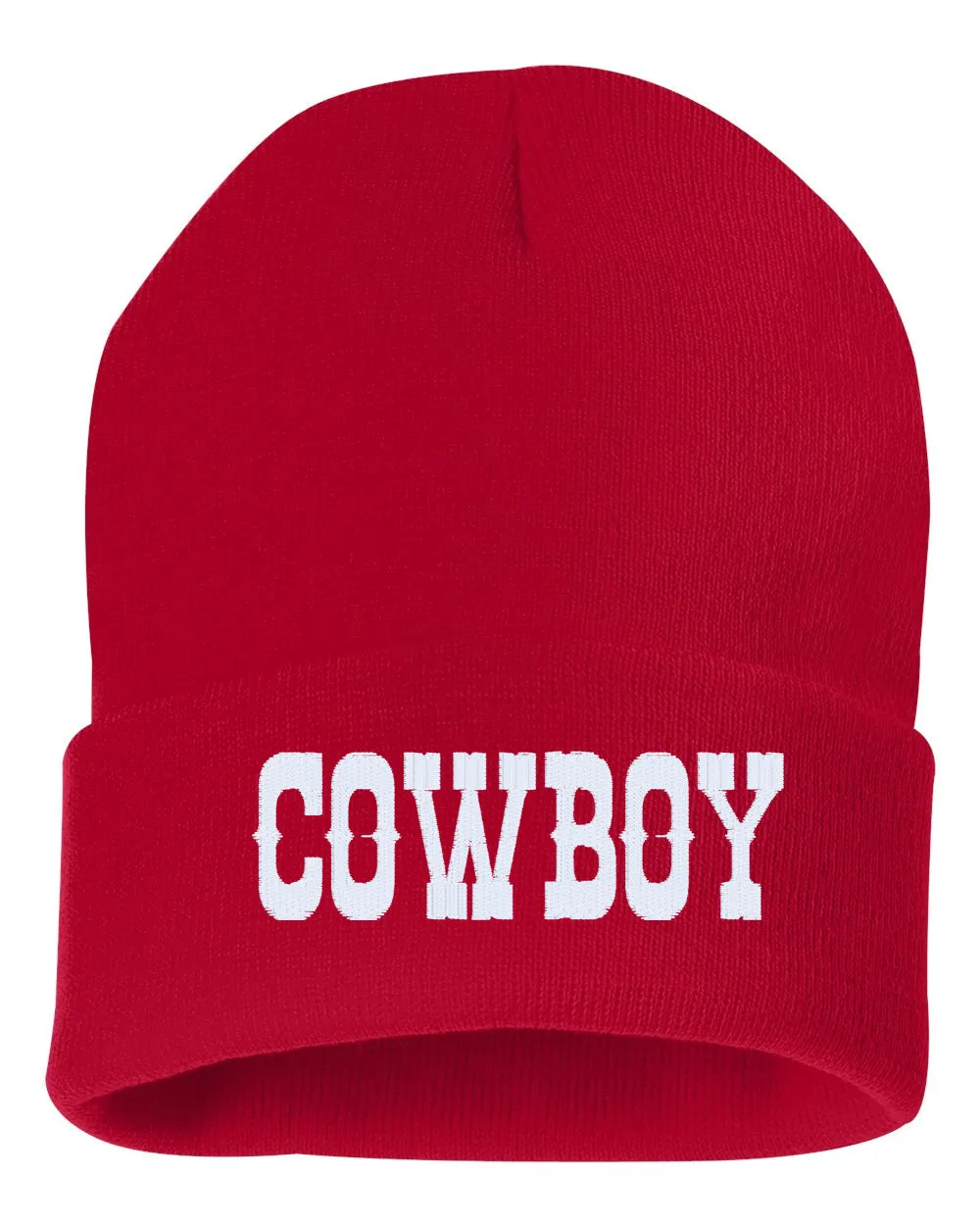 COWBOY Embroidered Cuffed Beanie Hat