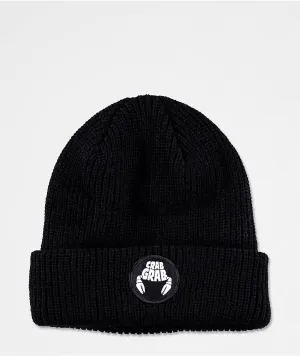 Crab Grab Circle Patch Black Beanie Black