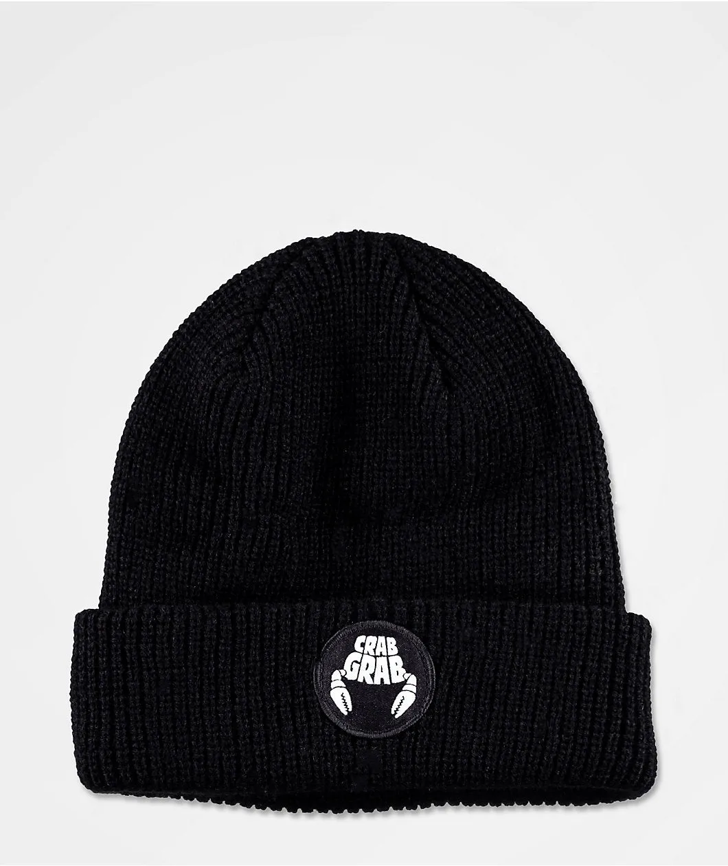 Crab Grab Circle Patch Black Beanie Black