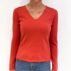 Cranberry Pink Cashmere V-Neck Jumper Small