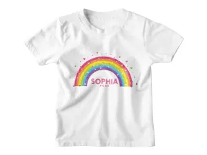 Custom Name Toddler Girl Rainbow Birthday Shirt Gift