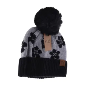 Daisy Patterned Faux Fur C.C Beanie