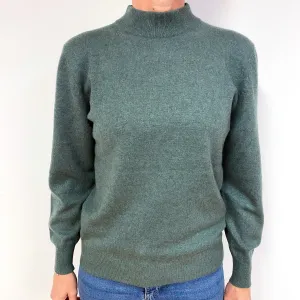 Dark Sage Green Cashmere Turtle Neck Jumper Medium