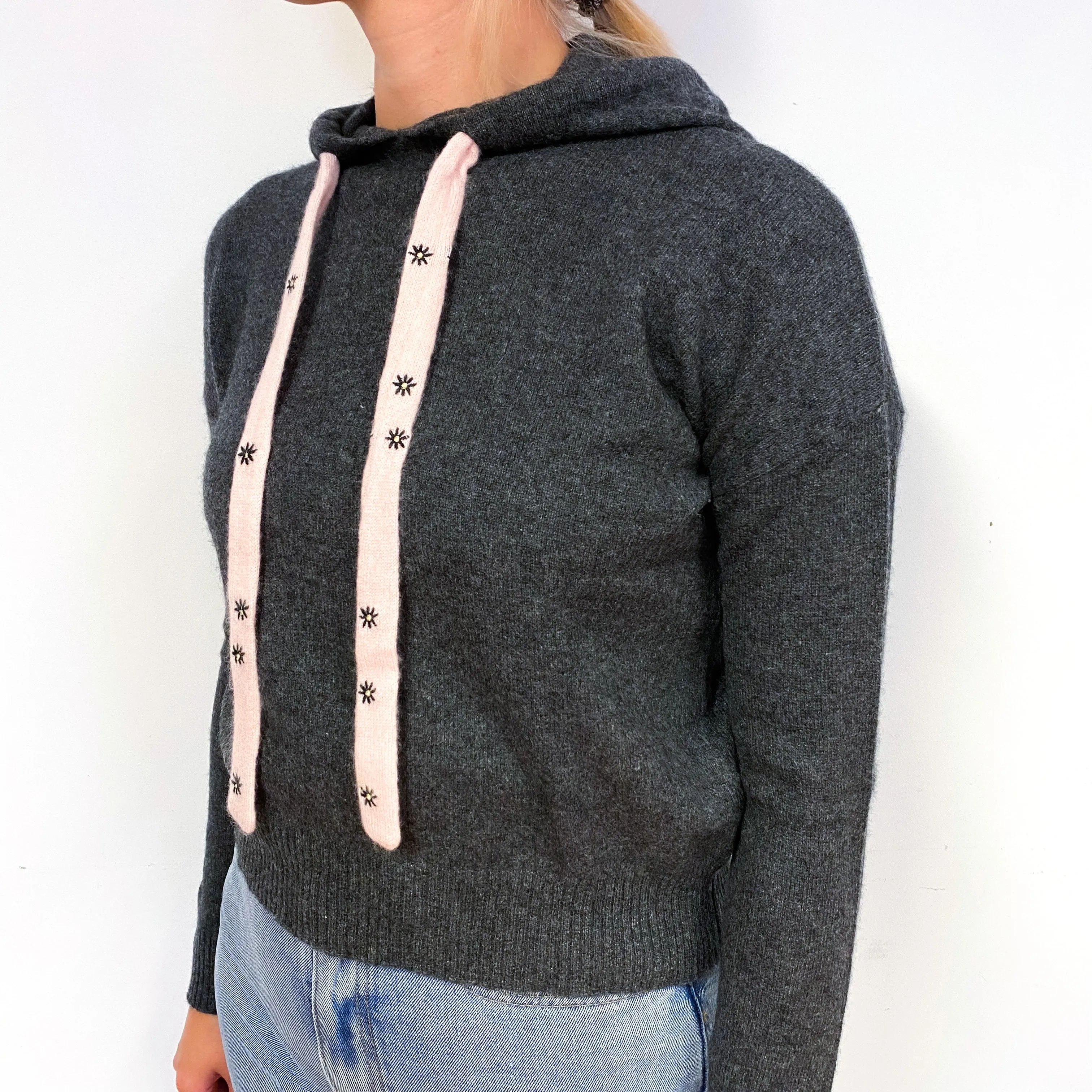 Dark Slate Grey Cashmere Hoodie Jumper Small