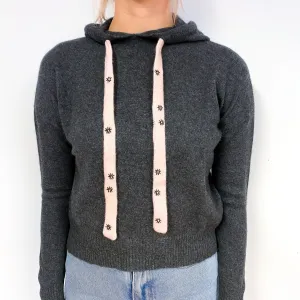 Dark Slate Grey Cashmere Hoodie Jumper Small