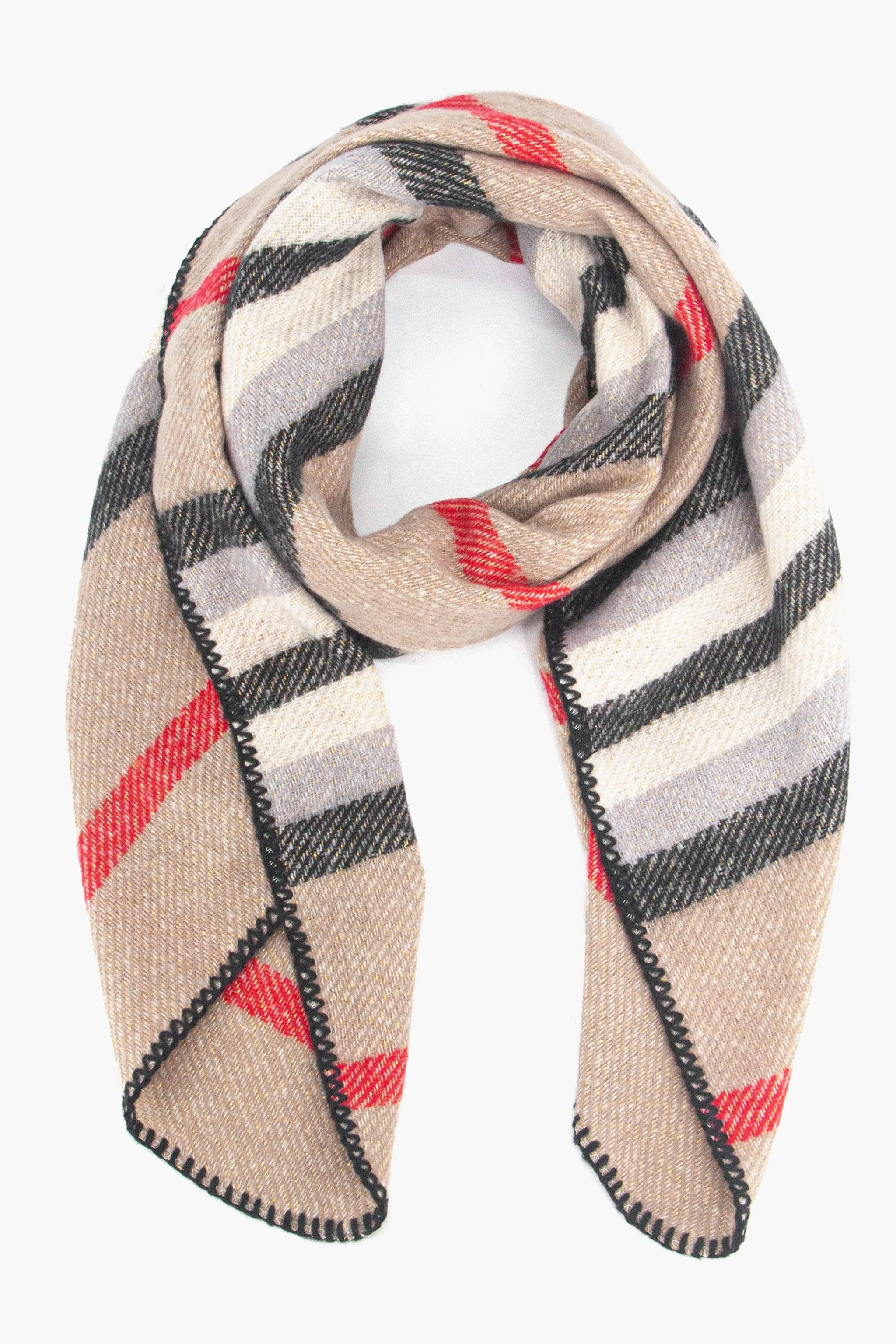 Darla Heavyweight Scarf - Cream, Stripe