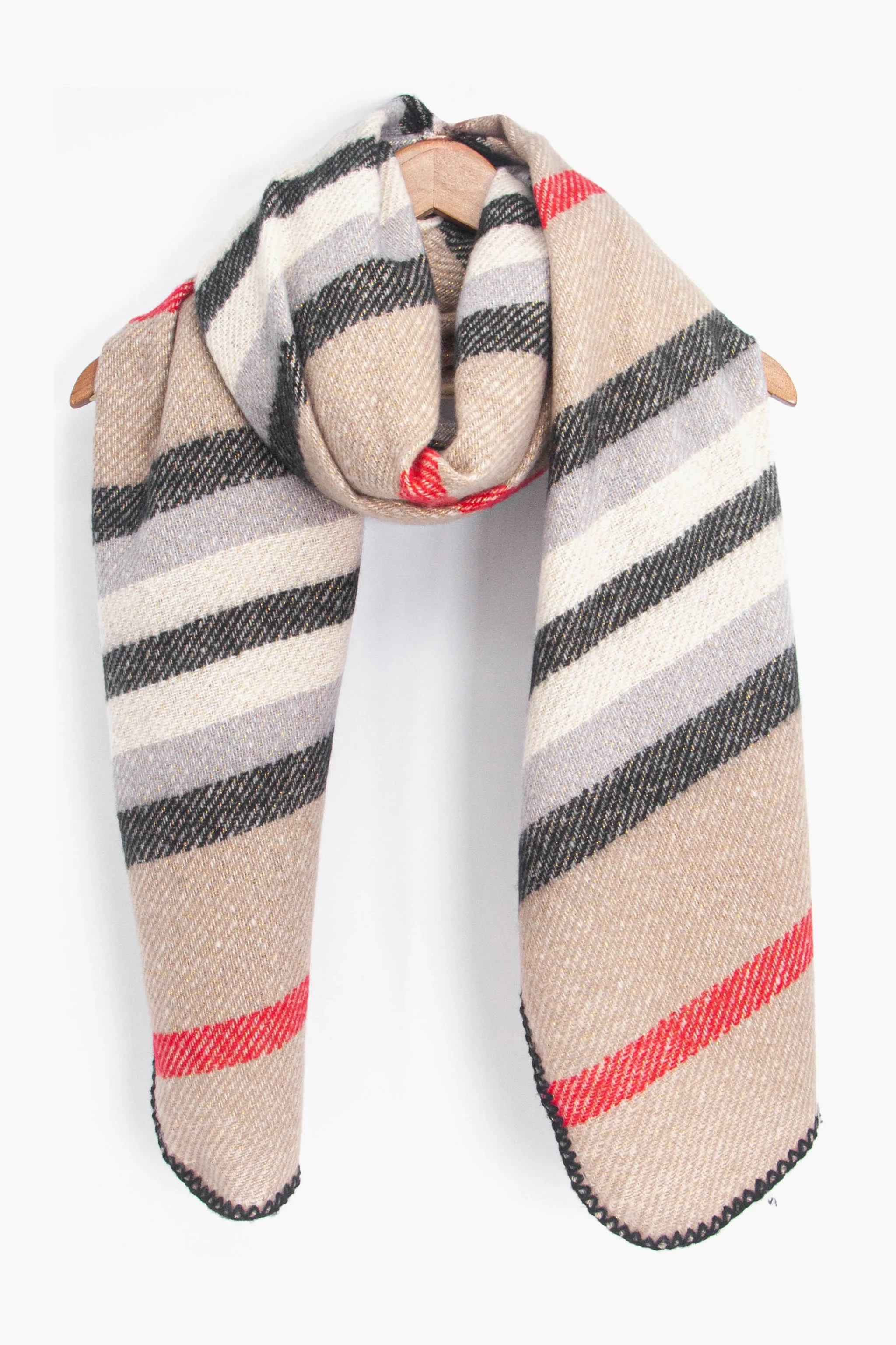 Darla Heavyweight Scarf - Cream, Stripe