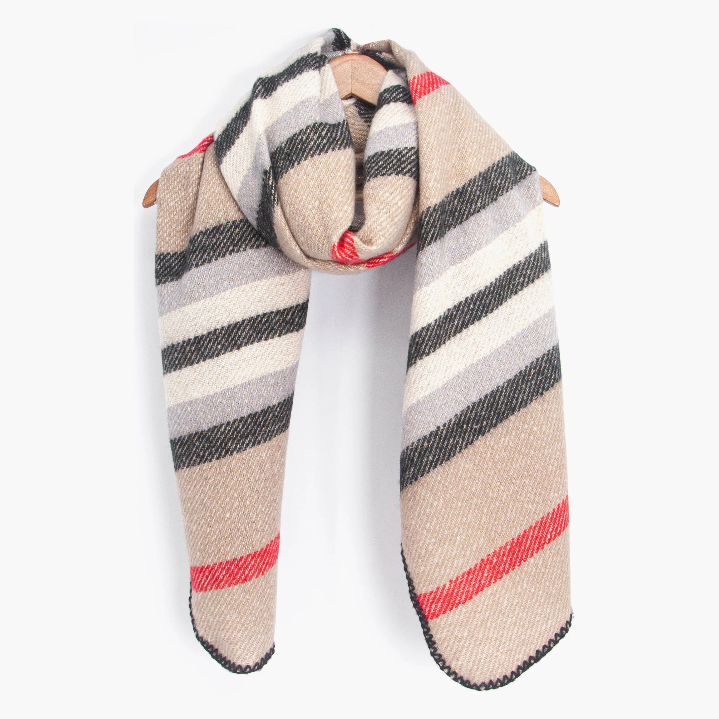 Darla Heavyweight Scarf - Cream, Stripe