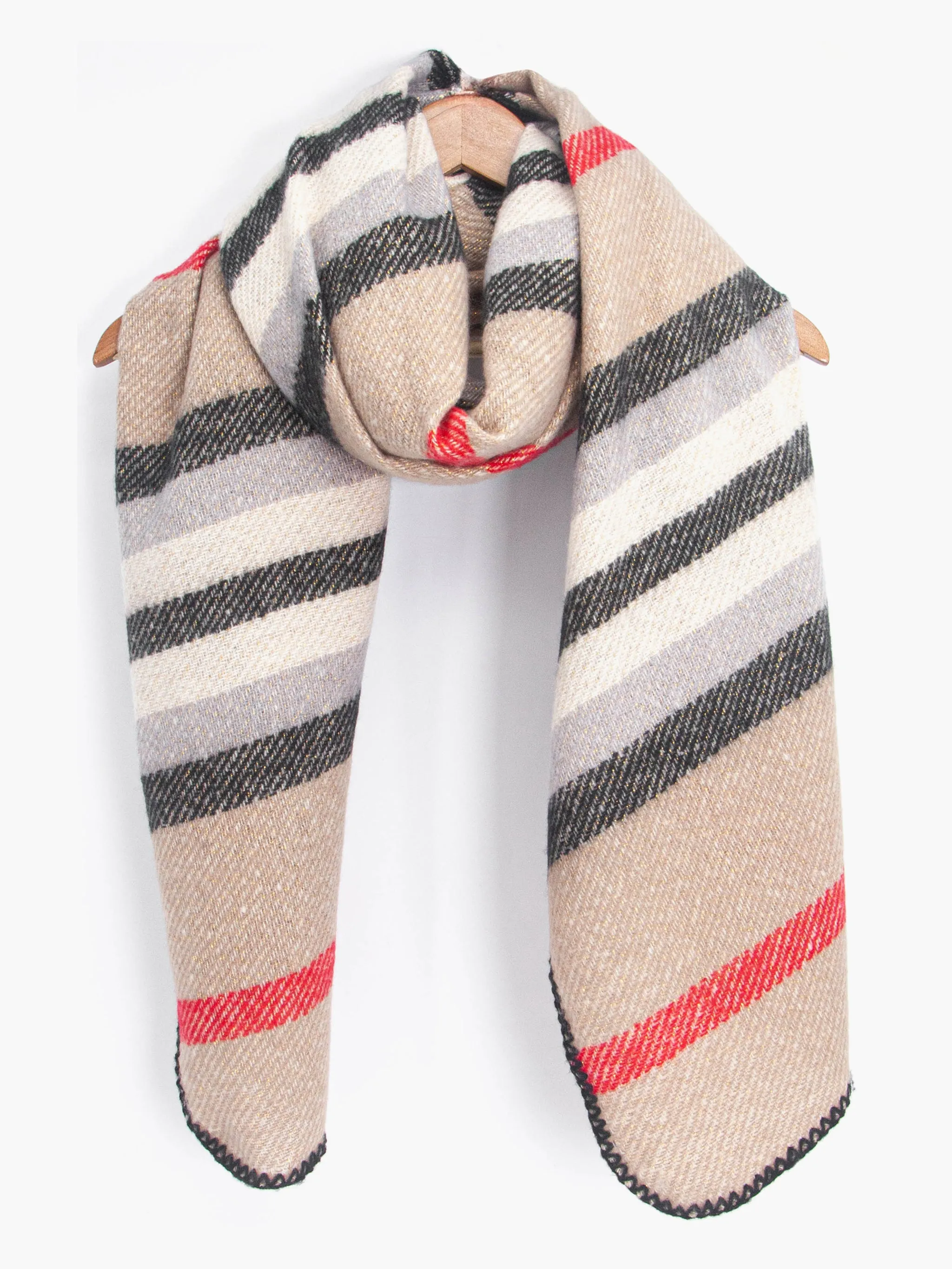 Darla Heavyweight Scarf - Cream, Stripe