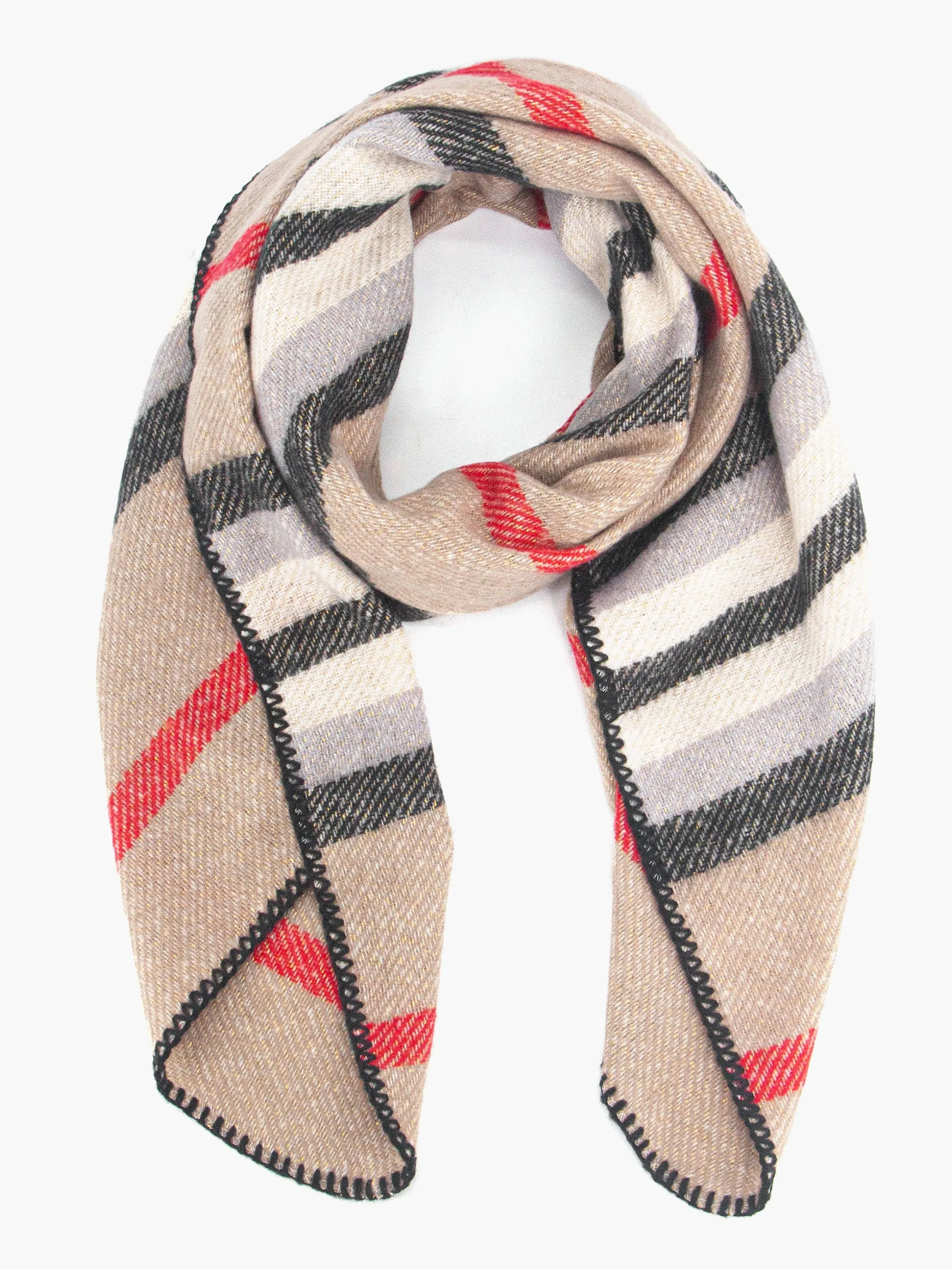Darla Heavyweight Scarf - Cream, Stripe
