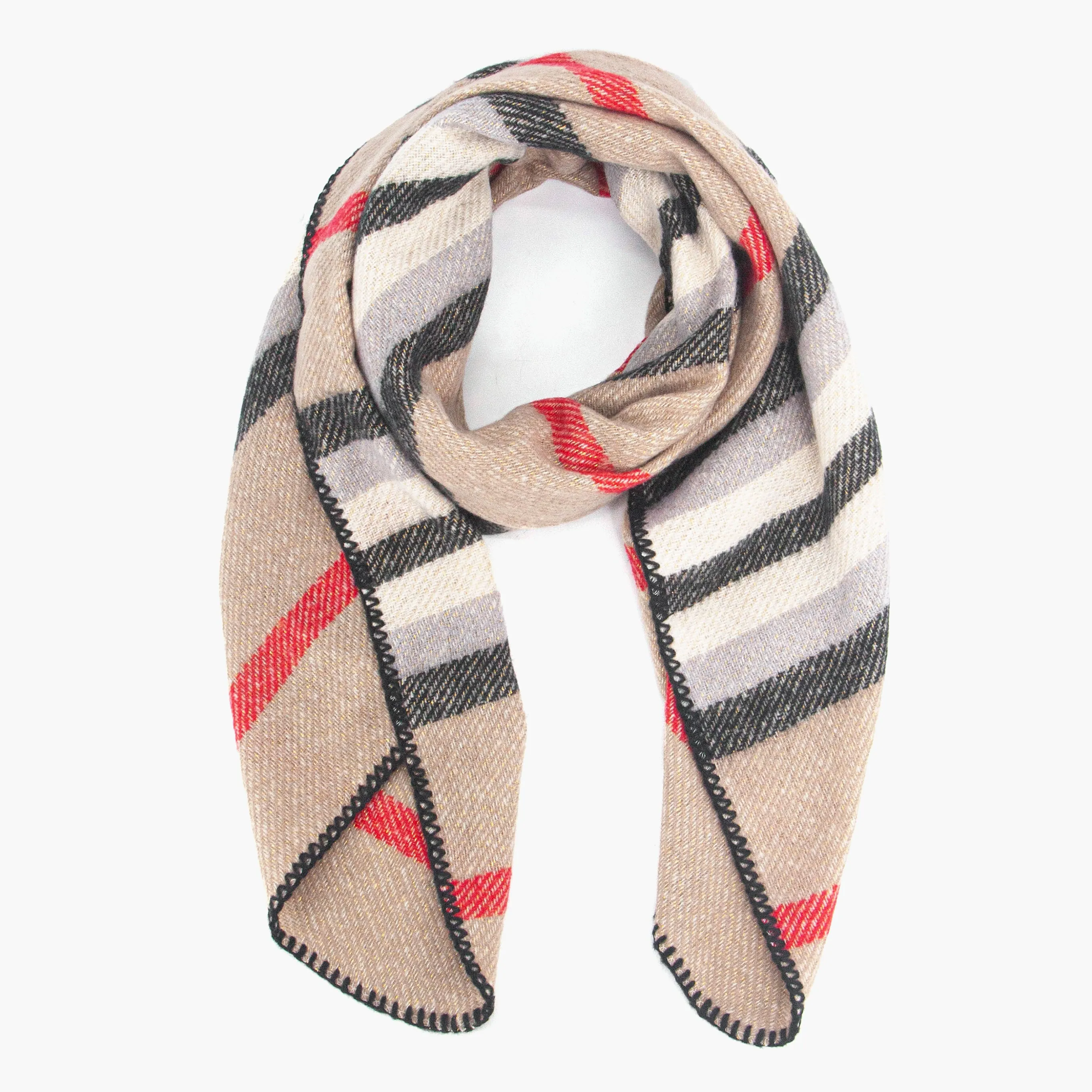Darla Heavyweight Scarf - Cream, Stripe