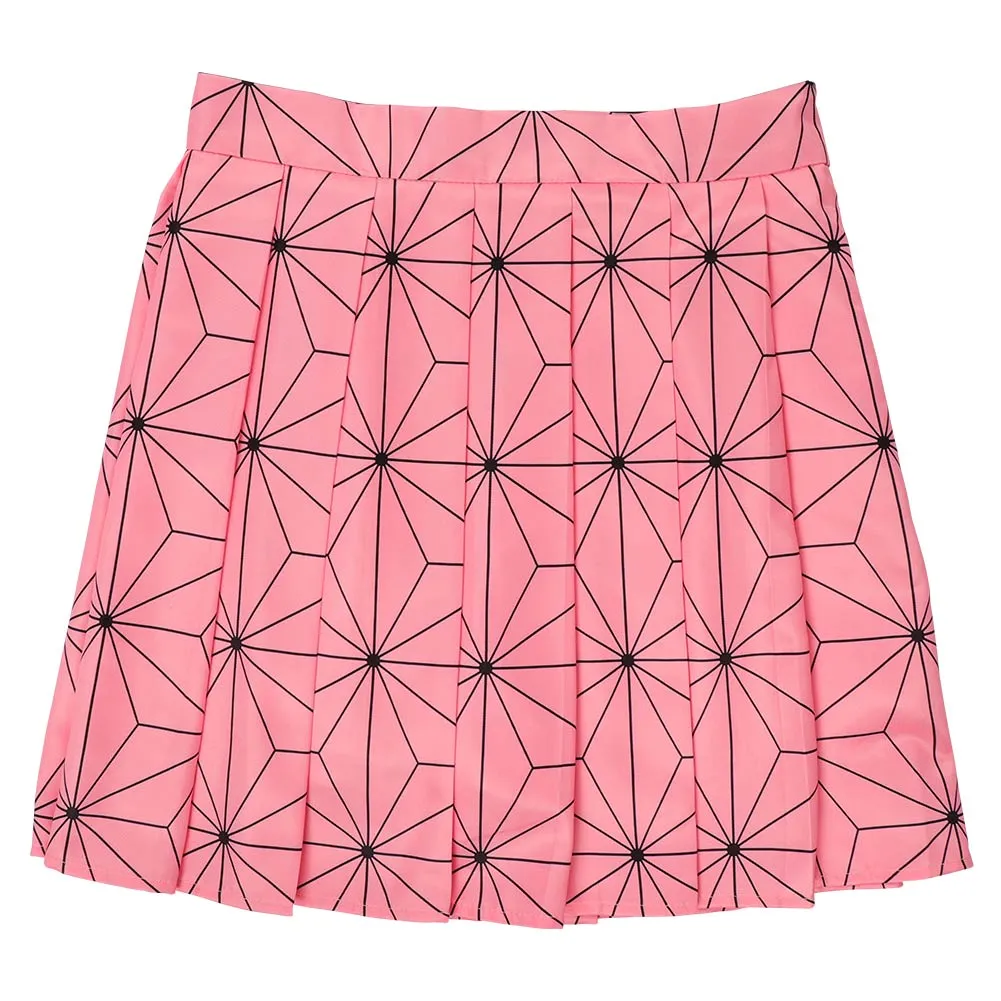 Demon Slayer Kamado Nezuko Cosplay Costume Pleated Skirt Halloween Carnival Suit