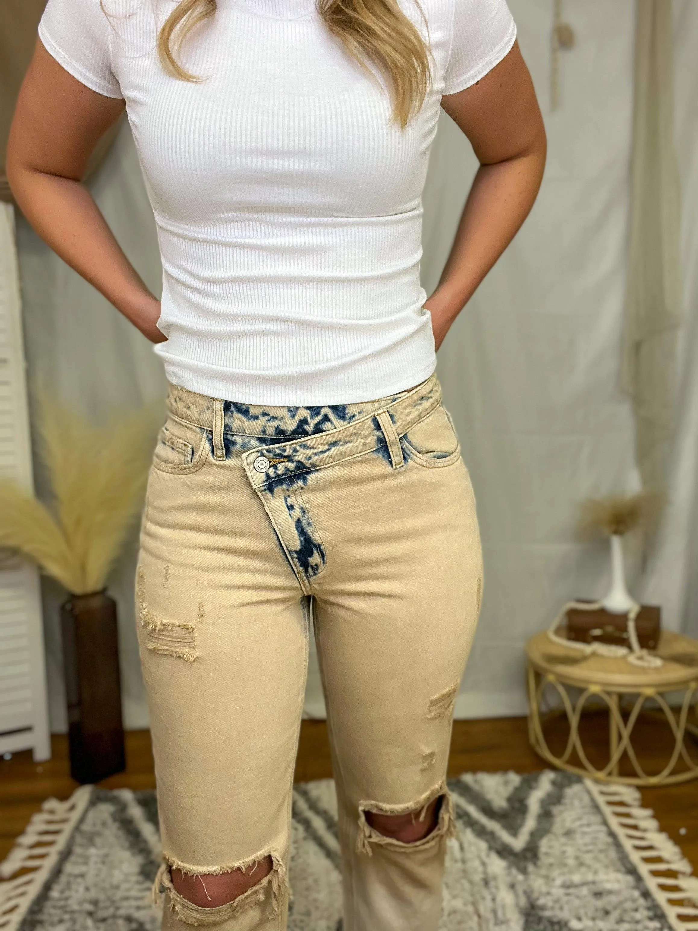 Desert Hills Ombre Diagonal Fly Boyfriend Jeans