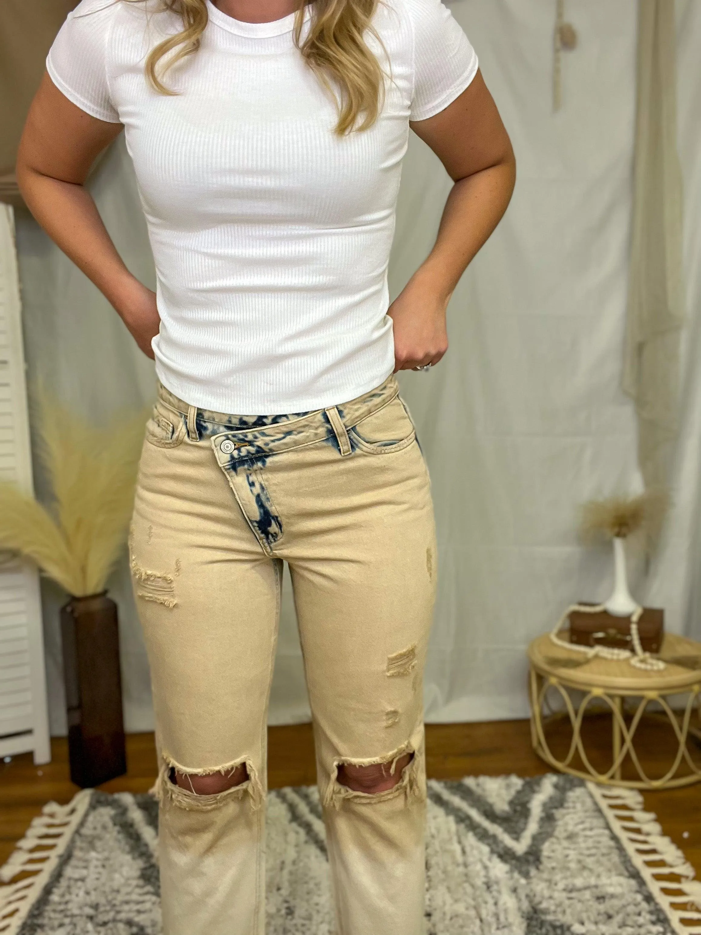 Desert Hills Ombre Diagonal Fly Boyfriend Jeans