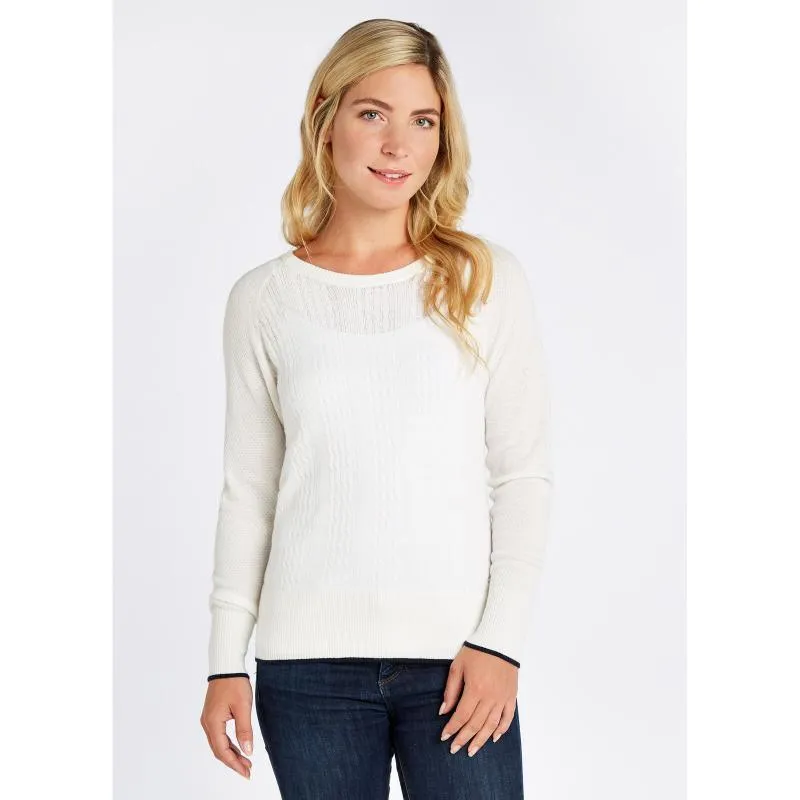 Dubarry Clifton Ladies Knitted Cashmere Mix Sweater - White