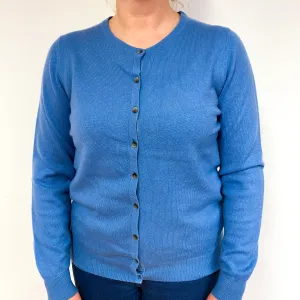 Dusky Blue Cashmere Crew Neck Cardigan Large