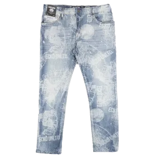 ECKO UNLTD SKINNY FIT DENIM JEANS LT VINT WASH - EO12J54