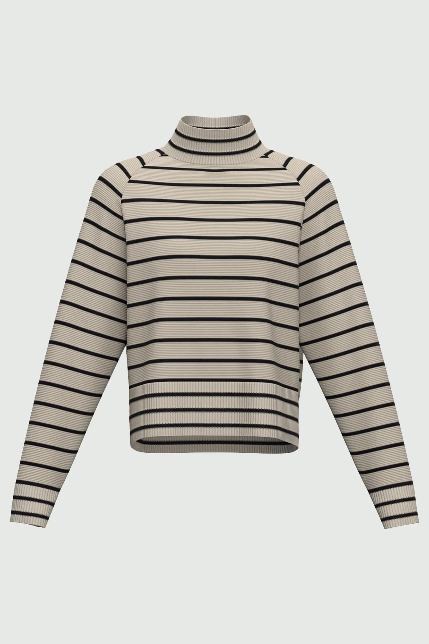Emme Egidio 2353661638200 Black Cream Stripe Turtleneck Jumper