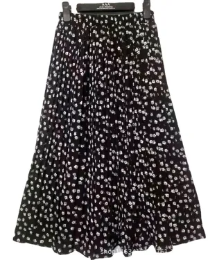 Europe Pleated Floral Skirt Chiffon Summer Skirt