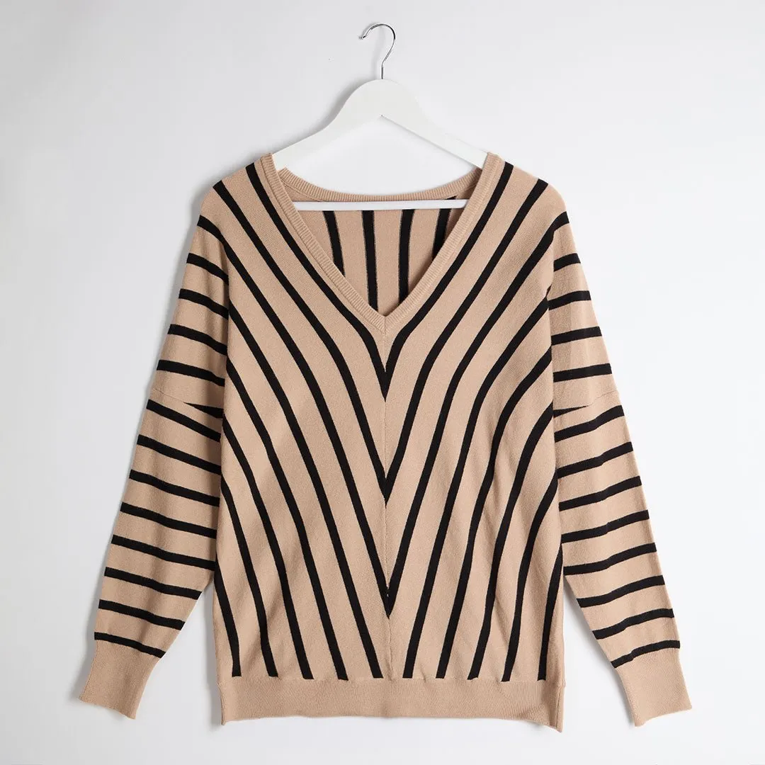 Ex Store Ladies Chevron Vneck Jumper