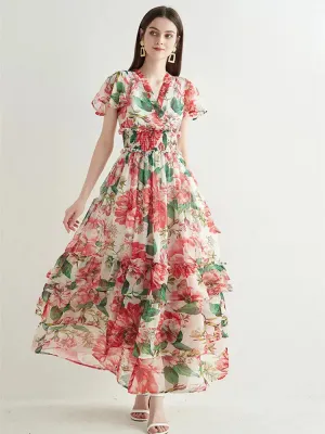 Floral Pleated Maxi dress