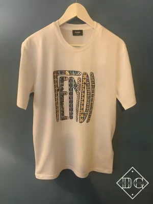 FND "Anrealage Printed" T-Shirt styled in White for Spring&Summer 2022