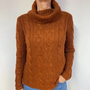 Gingerbread Brown Cashmere Polo Neck Jumper Medium